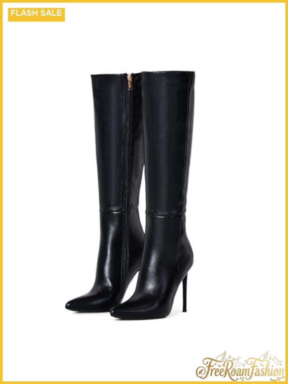 Womens Knee High Stiletto Heel Boots Faux Leather Pointed Toe Fall Winter